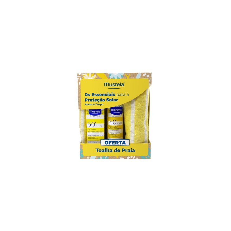 Mustela Bebé Essenciais para a Proteção Solar Corpo e Rosto OFERTA Toalha de Praia