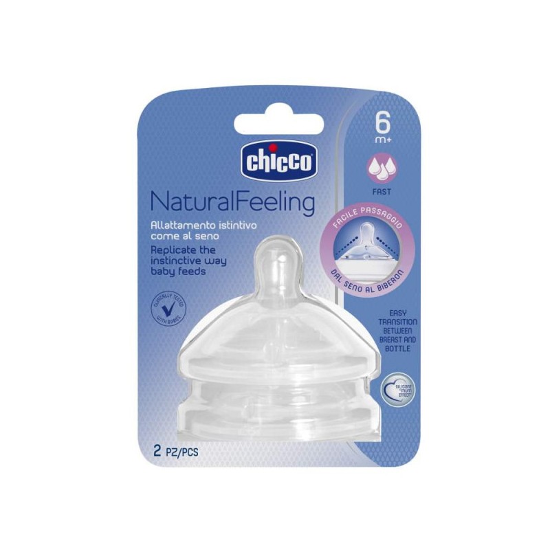 Chicco Tetina NaturalFeeling Fluxo Rápido 6M+ (x2 Unidades)