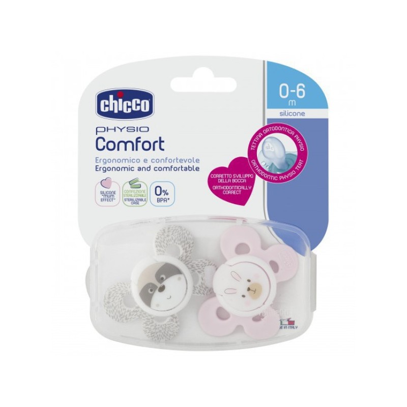 Chicco Chupetas Physio Comfort Menina 0-6M - 2 Unidades