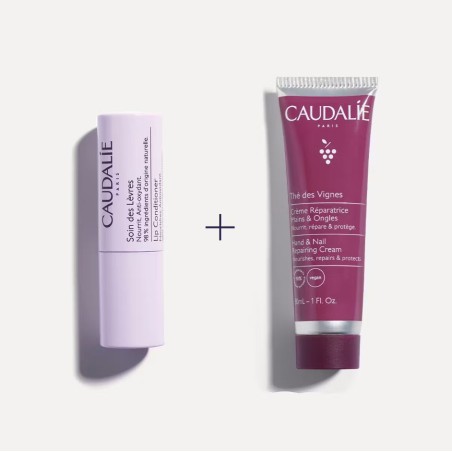 Caudalie Thé des Vignes Duo Creme Mãos & Lábios Coffret – Hidratação e Suavidade com Fragrância Envolvente