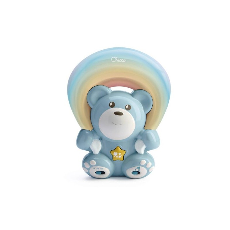 Chicco Projetor Ursinho Arco-Íris Azul | Luz Noturna e Música Relaxante para Bebé