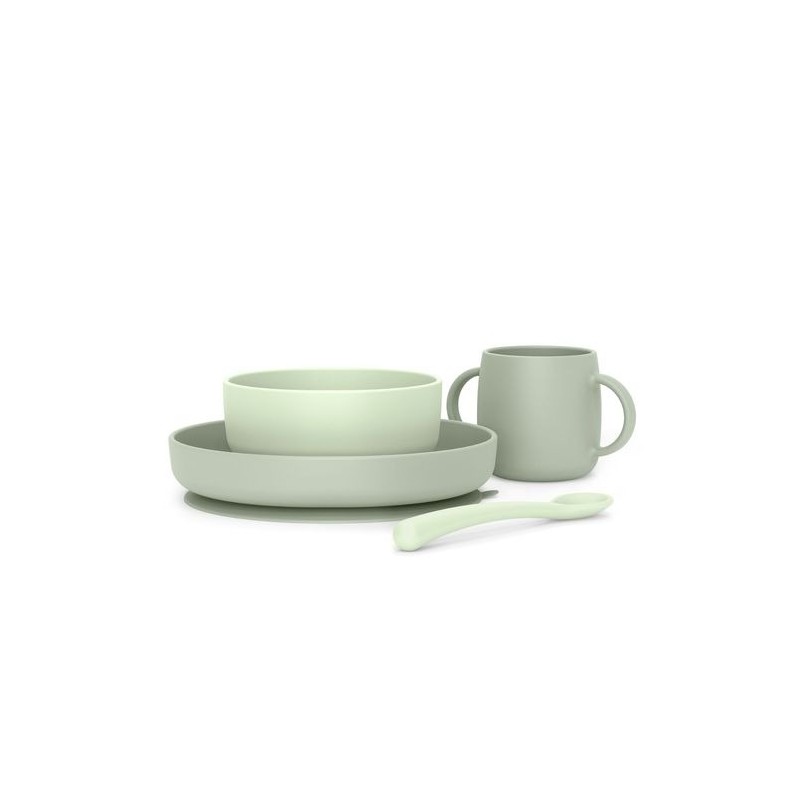 Suavinex Loiça Silicone Soft Flex Verde +4M – Conjunto de Refeição Flexível e Antiderrapante