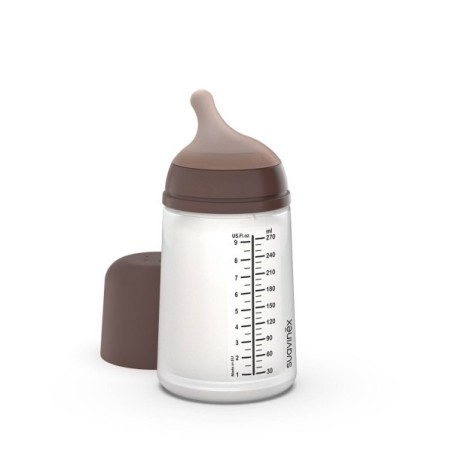 Suavinex Zero Biberão Anticólicas 270ml Deep – Tetina Silicone Fluxo Médio para Alimentação Natural do Bebé