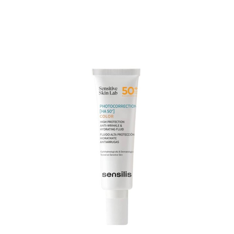 Sensilis Photocorrection HA+ Fluido com Cor SPF50 50 ml – Protetor Solar Hidratante com Ácido Hialurónico