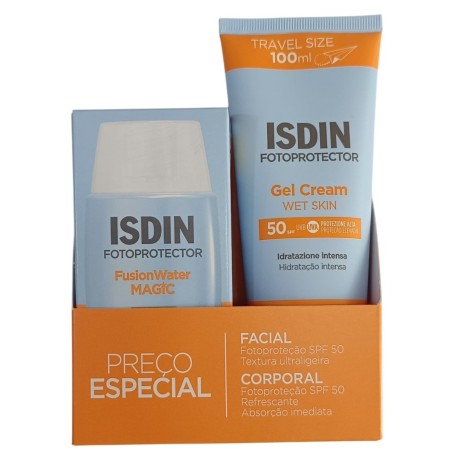 Isdin Fusion Water Magic SPF50 50 ml + Gel-Creme SPF50 100 ml – Pack Protetor Solar Completo