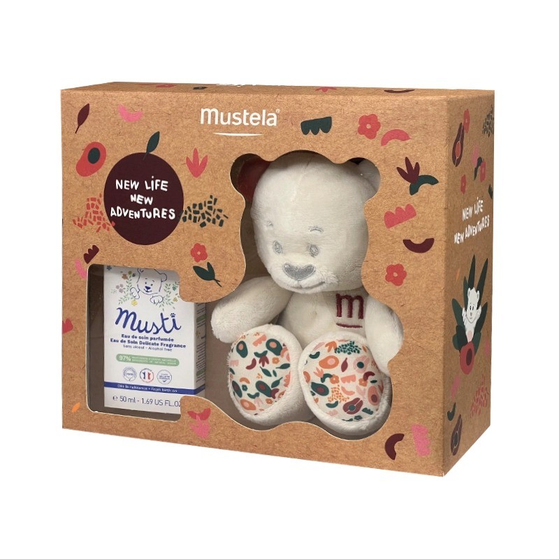 Mustela Coffret Eau de Soin Musti 50 mL – Água Perfumada Bebé Sem Álcool + Peluche