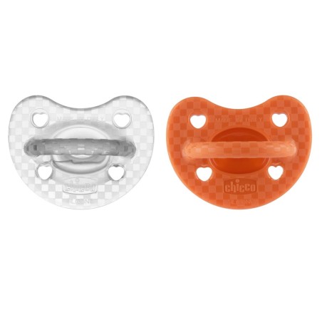 Chicco Chupeta Physio Luxe 16-36M Laranja/Transparente (2 Chupetas)