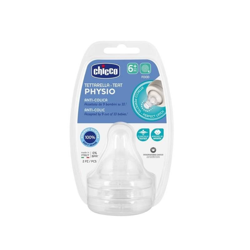 Chicco Physio Tetina Silicone Fluxo Papa 6M+ – Pack 2 Unidades