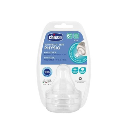 Chicco Physio Tetina Silicone Fluxo Papa 6M+ – Pack 2 Unidades
