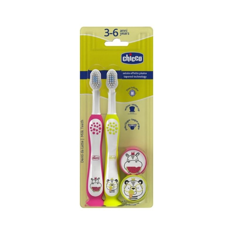 Chicco Conjunto Escovas de Dentes Hipo-Panda 3-6 Anos