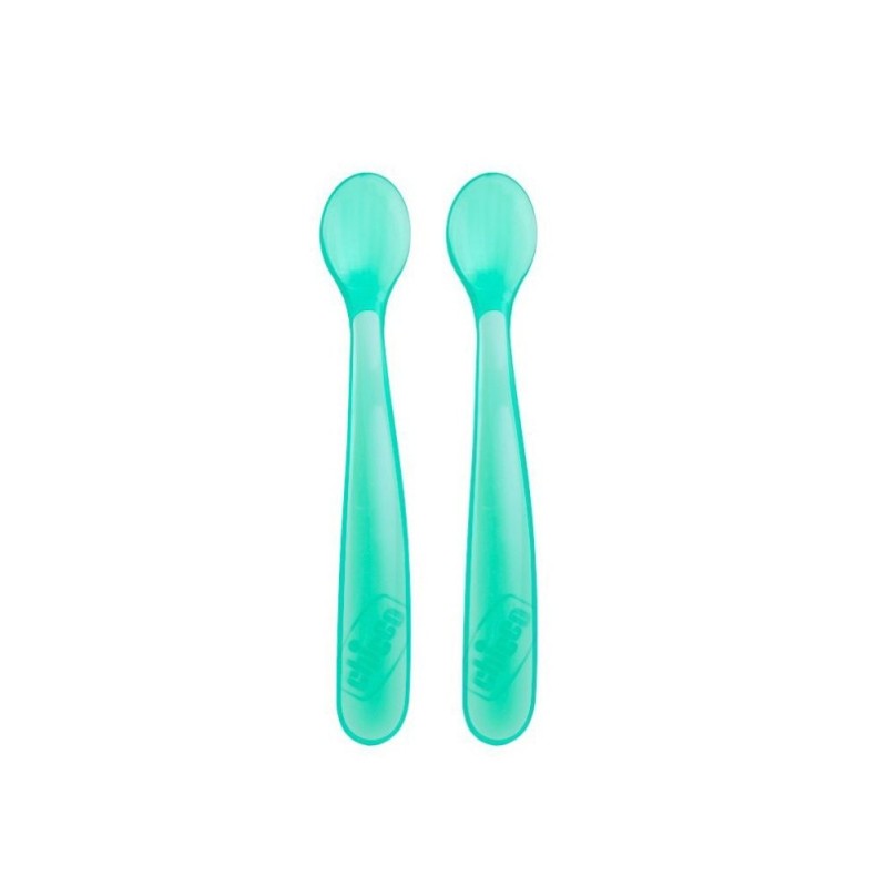 Chicco Colher em Silicone 6M+ Azul – Pack 2 Unidades