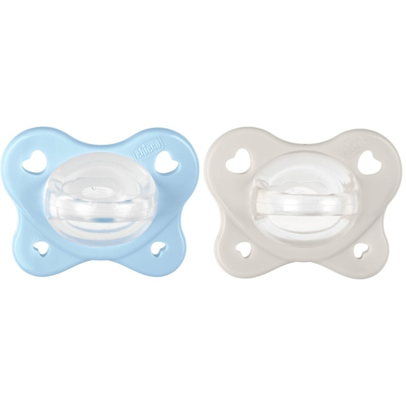 Chicco PhysioForma® Dual Soft Silicone Azul/Cinzento – 2-6M (2 Unidades)
