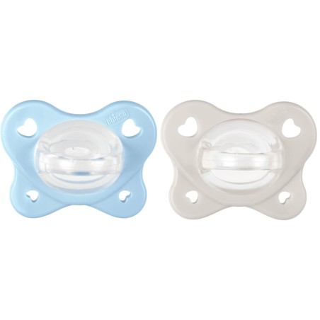 Chicco PhysioForma® Dual Soft Silicone Azul/Cinzento – 2-6M (2 Unidades)