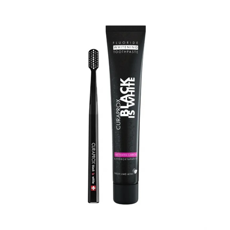 Curaprox Black & White Kit Pasta Dentífrica Branqueadora 90ml + Escova CS 5460