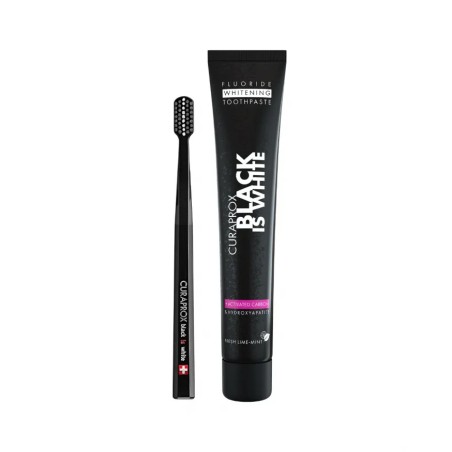 Curaprox Black & White Kit Pasta Dentífrica Branqueadora 90ml + Escova CS 5460