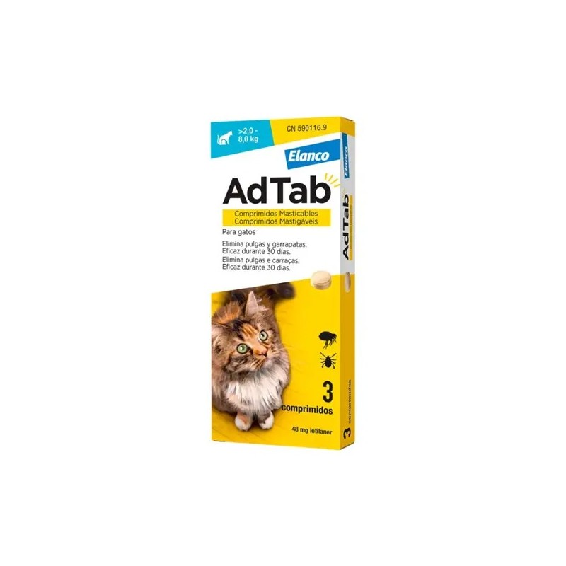 AdTab Gato 48mg x 3 comprimidos - 2/8kg