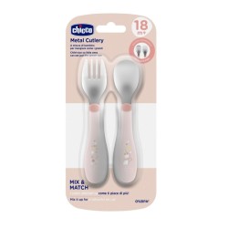 Chicco Talheres Inox Rosa -...