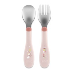 Chicco Talheres Inox Rosa - 18M+