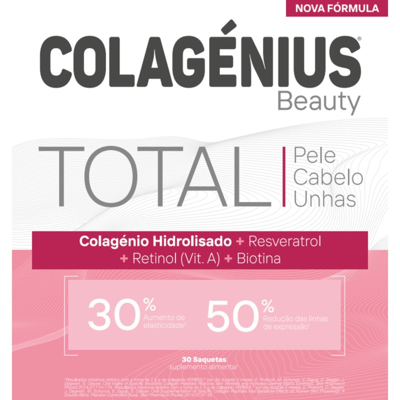 Colagenius Beauty Total Saquetas Morango - 30 unidades