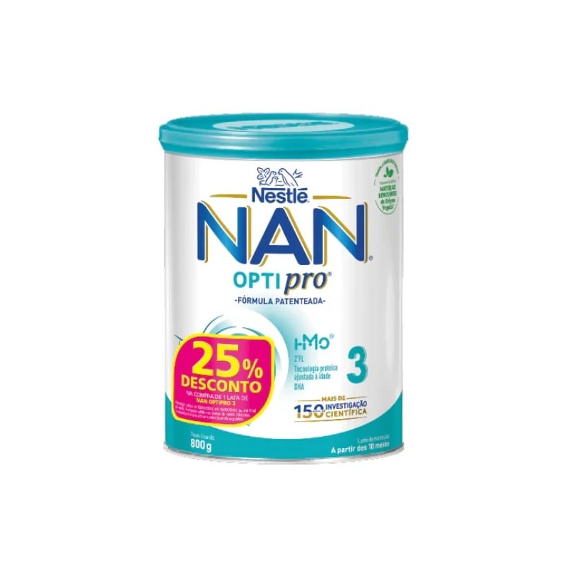 NAN Optipro 3 Leite Crescimento +12M - 800g 25% de desconto